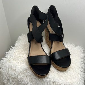 Steve Madden Cork Wedge Heels Black 9 1/2